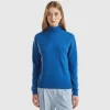 Air force blue turtleneck in pure Merino wool