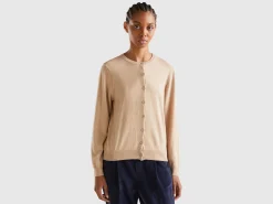 Beige cardigan in cashmere and wool blend