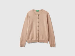 Beige cardigan in cashmere and wool blend