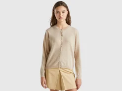 Beige cardigan in pure Merino wool