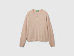 Beige cardigan in pure Merino wool
