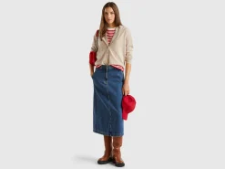 Beige crew neck cardigan in pure Merino wool
