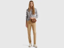 Beige slim fit cotton chinos
