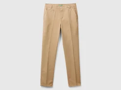 Beige slim fit cotton chinos