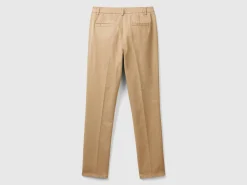Beige slim fit cotton chinos
