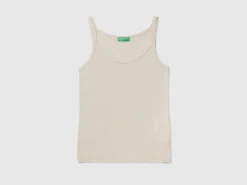 Beige tank top in pure cotton
