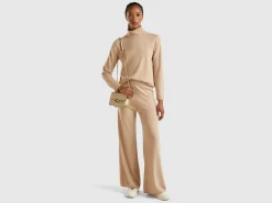 Beige turtleneck in cashmere and wool blend