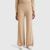Beige wide leg trousers in cashmere and wool blend