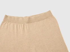Beige wide leg trousers in cashmere and wool blend