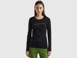 Black 100% cotton long sleeve t-shirt