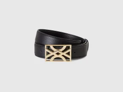 Black belt with logoed buckle