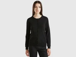 Black cardigan in cashmere and wool blend