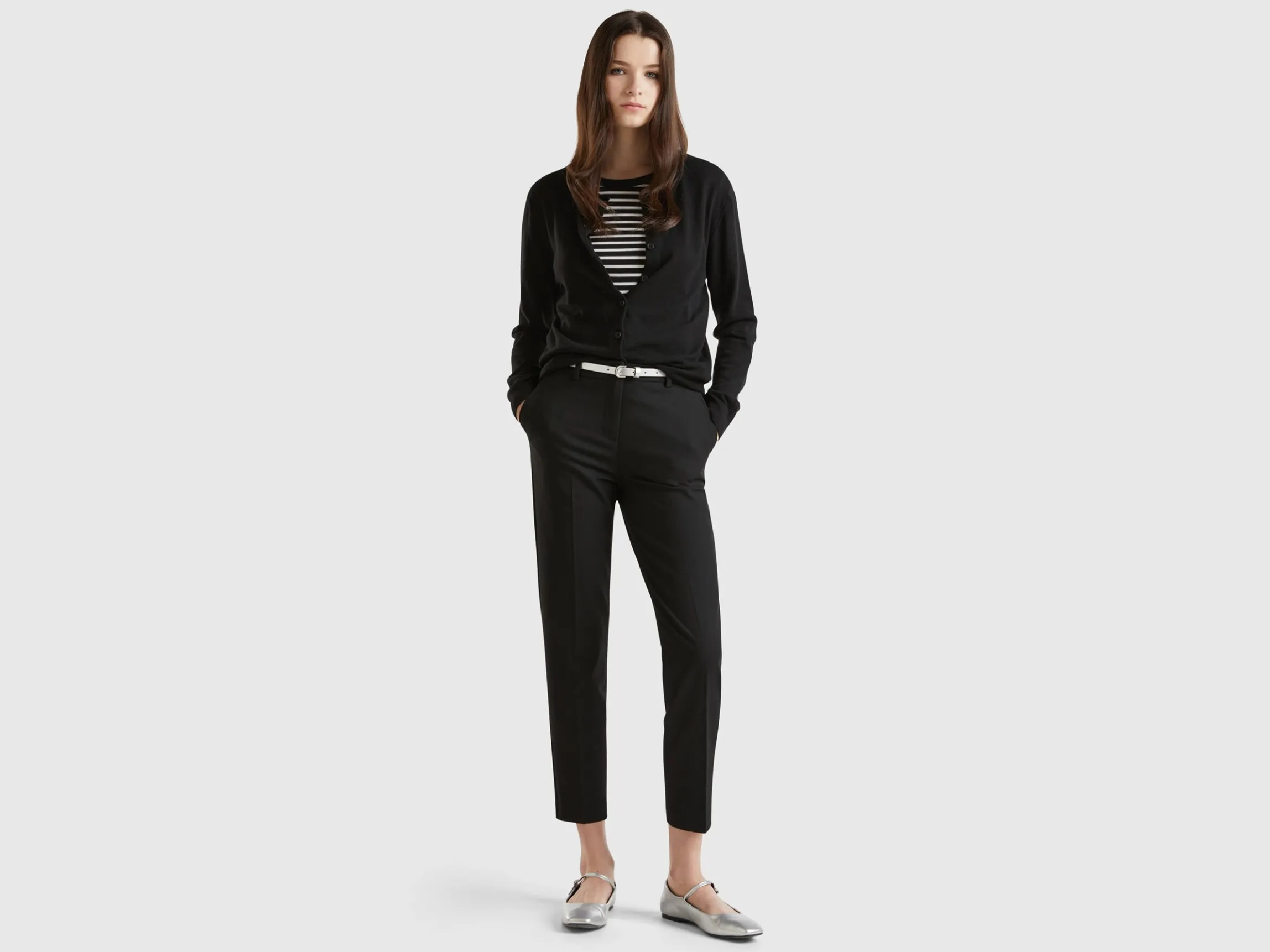 Black cardigan in cashmere and wool blend