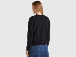 Black cardigan in pure Merino wool