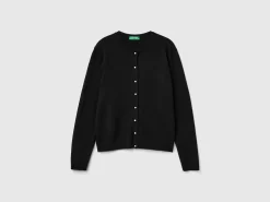 Black cardigan in pure Merino wool