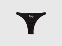 Black Christmas briefs with reindeer embroidery