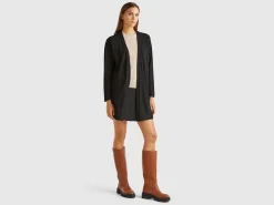 Black open cardigan in cashmere and wool blend