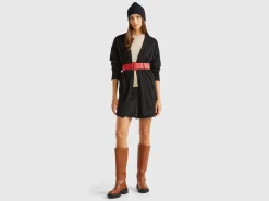 Black open cardigan in cashmere and wool blend