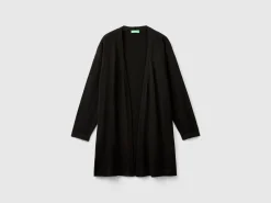 Black open cardigan in cashmere and wool blend