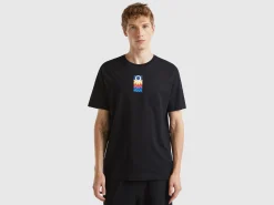 Black organic cotton t-shirt with logo