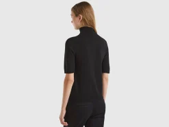 Black short sleeve turtleneck in cashmere blend
