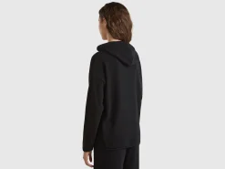Black sweater in cashmere blend with hood