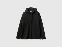 Black sweater in cashmere blend with hood