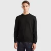 Black sweater in pure Merino wool