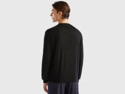 Black sweater in pure Merino wool