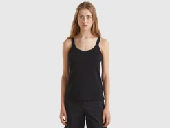 Black tank top in pure cotton
