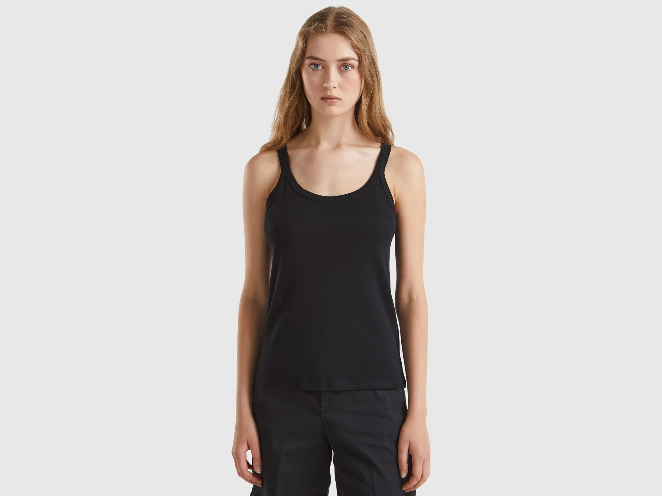 Black tank top in pure cotton