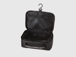 Black travel toiletry bag with hook
