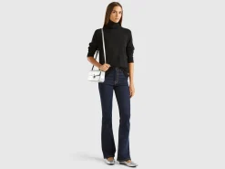 Black turtleneck sweater in cashmere and wool blend