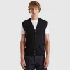 Black vest in pure Merino wool
