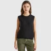 Black vest in pure Merino wool