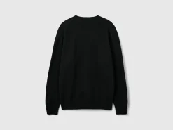 Black V-neck cardigan in pure Merino wool