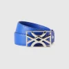 Blue belt with logo buckle
