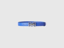 Blue belt with logo buckle