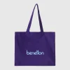 Blue tote bag in pure cotton
