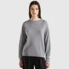 Boat neck sweater in pure Merino wool
