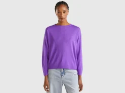 Boat neck sweater in pure Merino wool