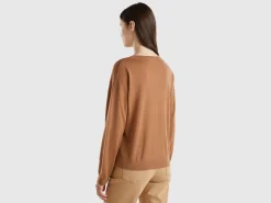 Boat neck sweater in pure Merino wool