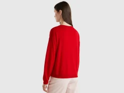 Boat neck sweater in pure Merino wool