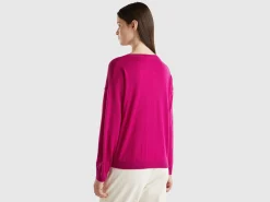 Boat neck sweater in pure Merino wool
