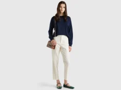 Boat neck sweater in pure Merino wool