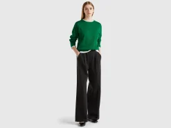 Boat neck sweater in pure Merino wool