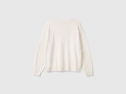 Boat neck sweater in pure Merino wool