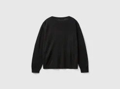Boat neck sweater in pure Merino wool