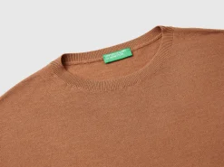 Boat neck sweater in pure Merino wool