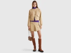Bomber jacket with bouclé look